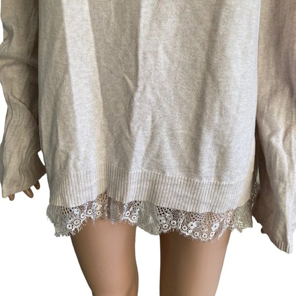 Lane Bryant Sweater Womens Plus Size 22/24 Pale Pink Stretch Lace Hemline - Picture 4 of 9